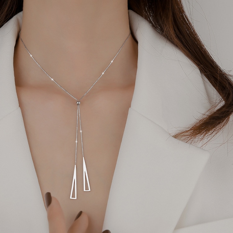 Silver triangle necklace