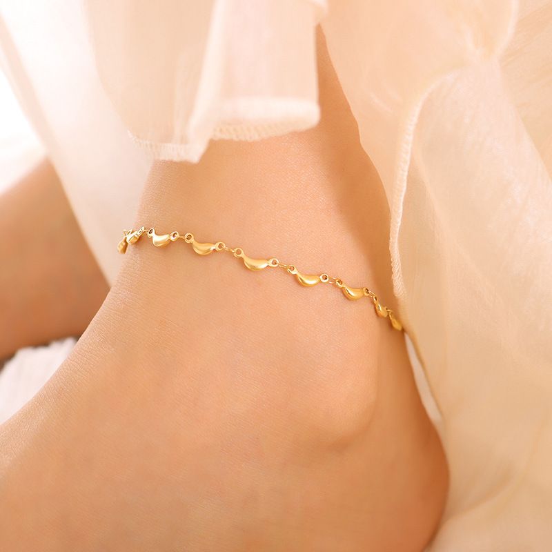 Rustic and geometric anklet in titanium, steel and gold
