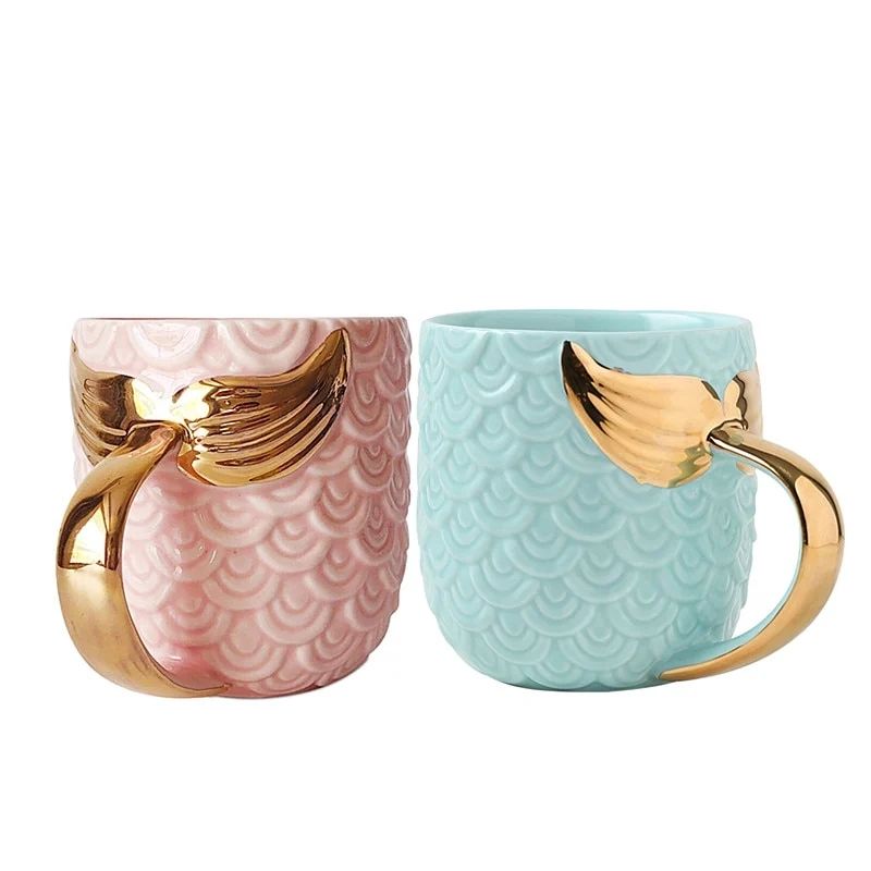 Mermaid shaped tea and milk cups