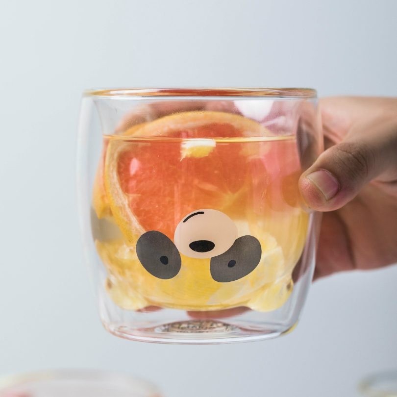 Tasse à café en ours animé avec du verre double couche