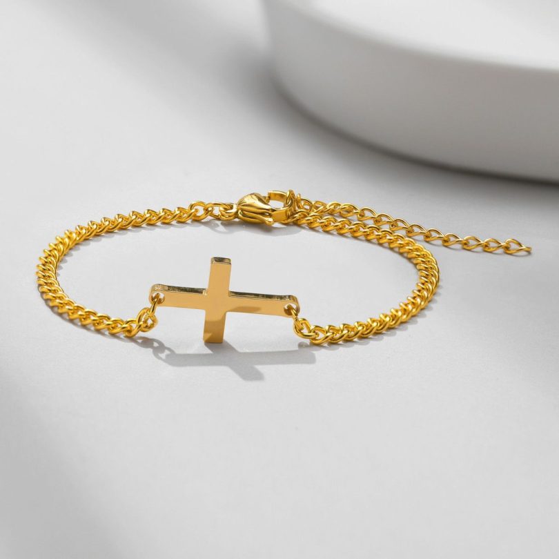 Bracelet chaîne de croix en acier